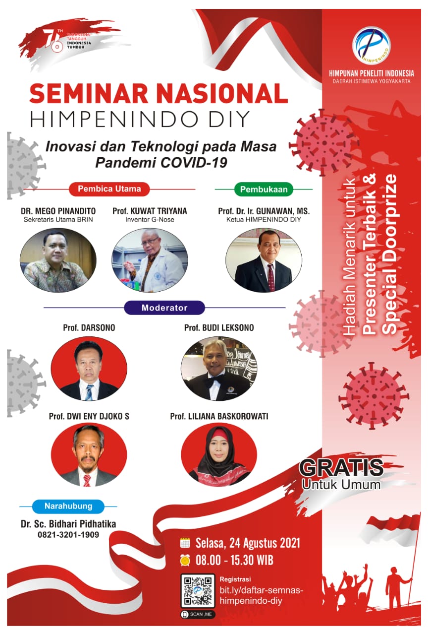 Seminar Nasional dengan tema  “INOVASI DAN TEKNOLOGI PADA MASA PANDEMI COVID-19”.