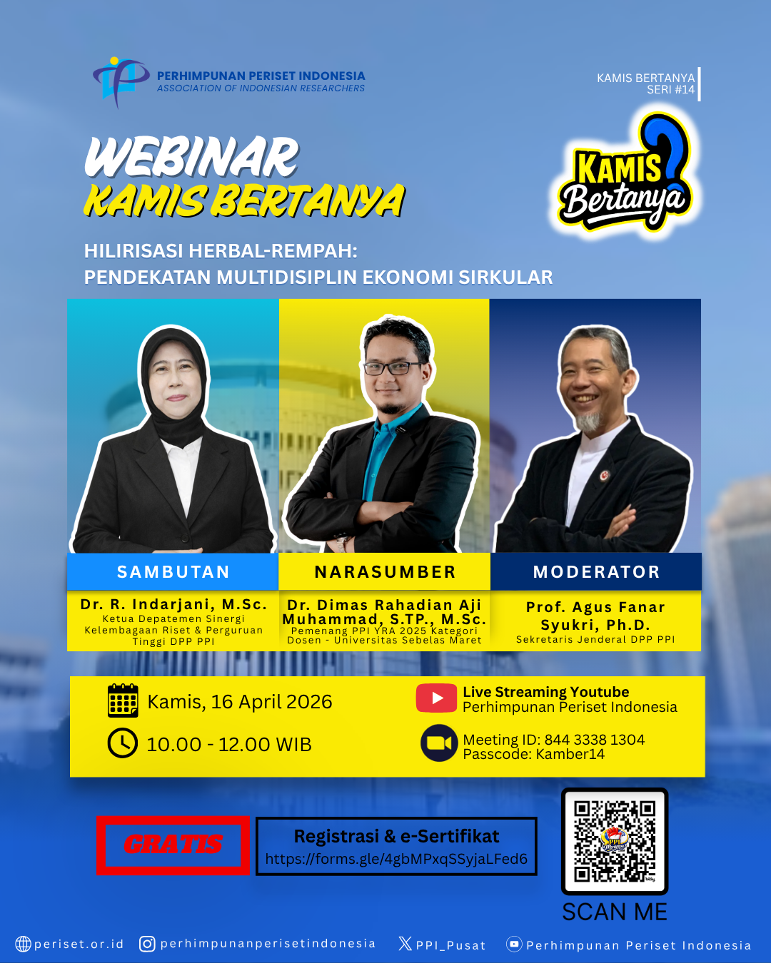 KAMIS BERTANYA PPI SERI #14 - Hilirisasi Herbal-Rempah: Pendekatan Multidisiplin Ekonomi Sirkular