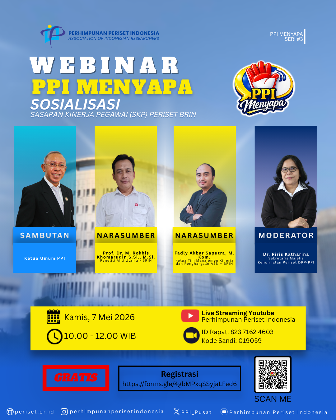 PPI Menyapa #3 Sosialisasi Sasaran Kinerja Pegawai (SKP) Periset BRIN